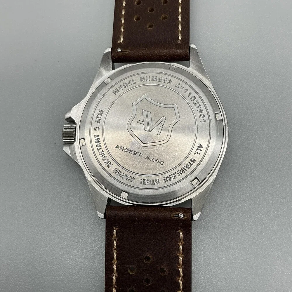 Andrew Marc Heritage Roadside Mens Watch 47mm Black Dial Date New Battery